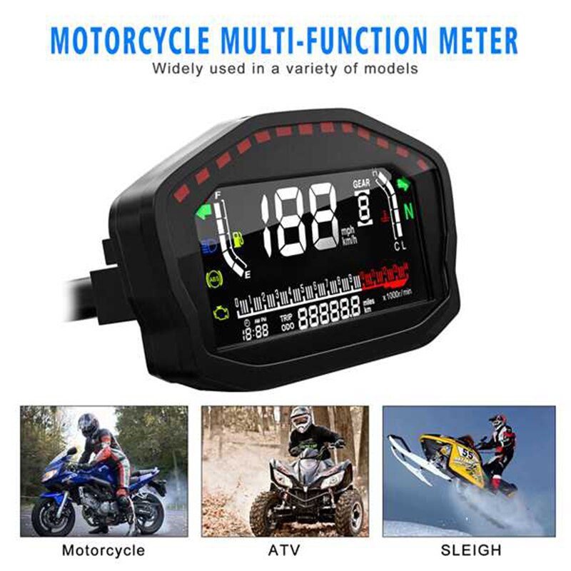 Compteur de vitesse universel LCD pour moto, compteur numérique, odomètre, 2/4 cylindres, pour Ducati, Honda et Yamaha