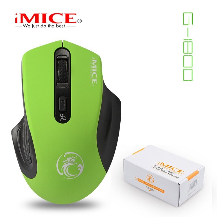 IMICE-ratón inalámbrico con Bluetooth para videojuegos, Mouse silencioso de 2,4G, con 4 botones, para de oficina y negocios, suministro directo de fábrica G-1800: green carton