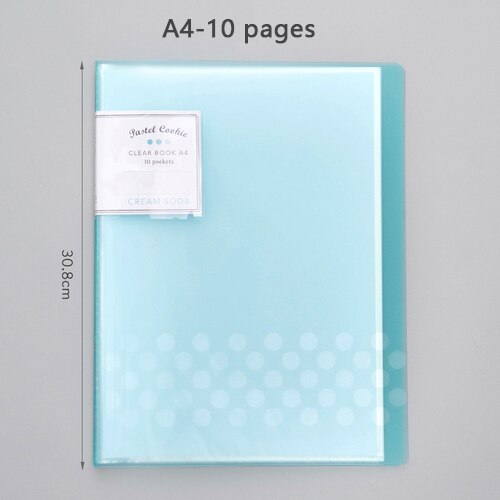 A4 multi-layer folder test paper storage school office supplies information book finishing paper files folder for documents: Blue-10 pages