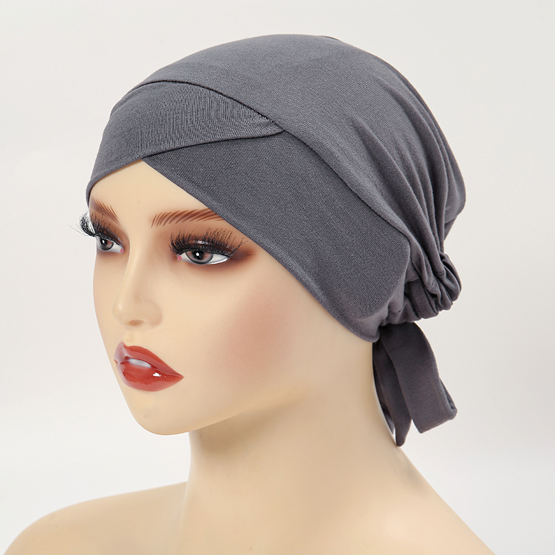 Gekreuzte Stirn Kappen Frauen Innere Hijab Unterkappe Muslimischen Weiche Modale Turban Gummiband Kappen Einfarbig Unterseite Hütte Untertuch