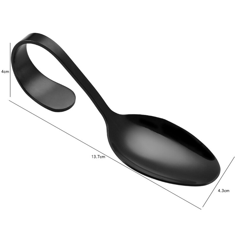 Gebogen Löffel Gebogenen Griff Geschirr Buffet Mahlzeit Marmelade Scoop Cafeteria Öffentlichen Service Löffel Edelstahl Gebogenen Griff Löffel: 10