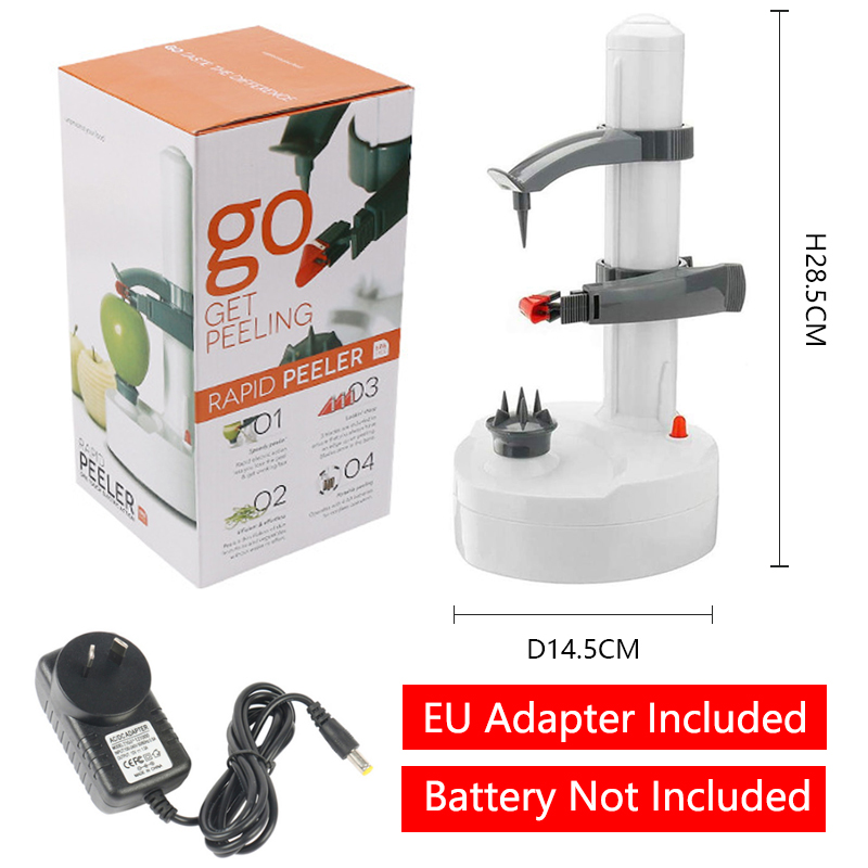 Automatische Elektrische Kartoffel Schäler Multifunktions Obst Gemüse Schäler Peeling Cutter Kochen Werkzeug Küche Spielereien Zubehör: Weiß AU Adapter