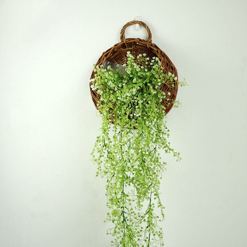 Cesta de vime natural para decoração, cesto de flores feita de tecido trançado para parede, vaso, pote, decoração