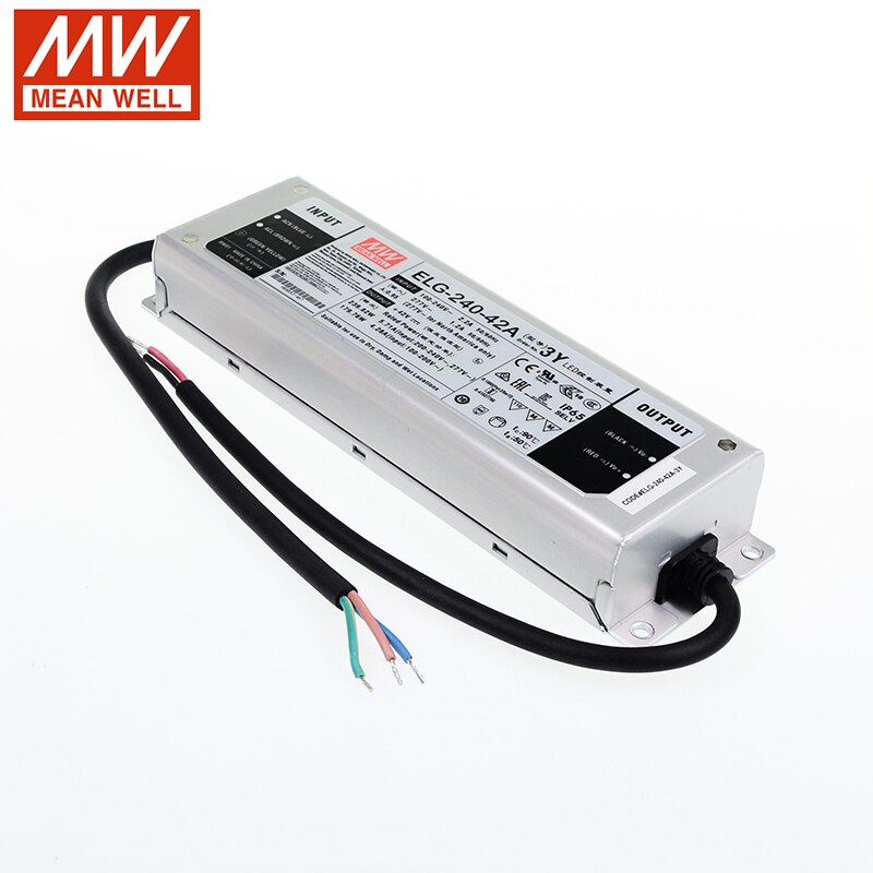 MEAN WELL ELG-240 240W LED Power Supply 110V/220VAC to 24V 36V 42V 48V 54VDC waterproof IP65 Meanwell Adjustable led driver PFC