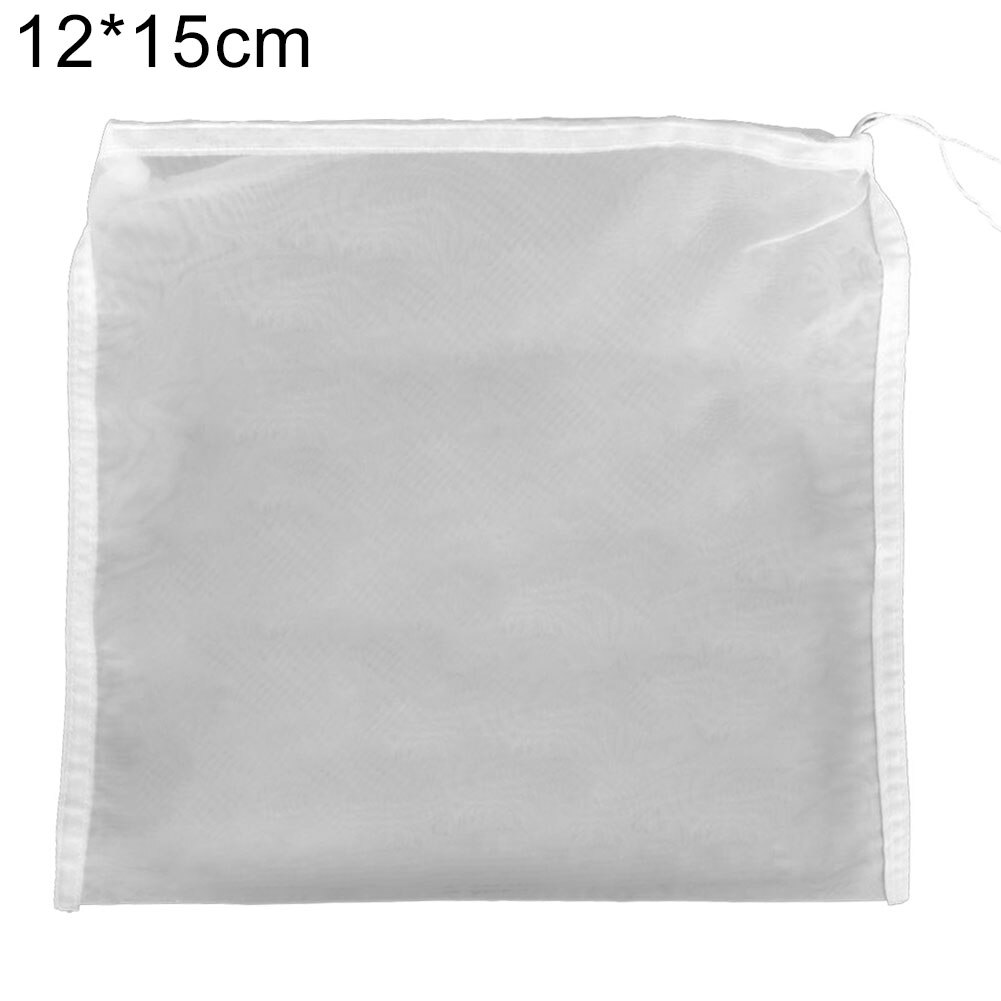 5Pcs Homemade Reusable Food Fruit Beer Filter Bag Squeeze Juice Grid Mesh Brewing Boiling Herb Strainer Filtering Net Pouch: 12x15cm
