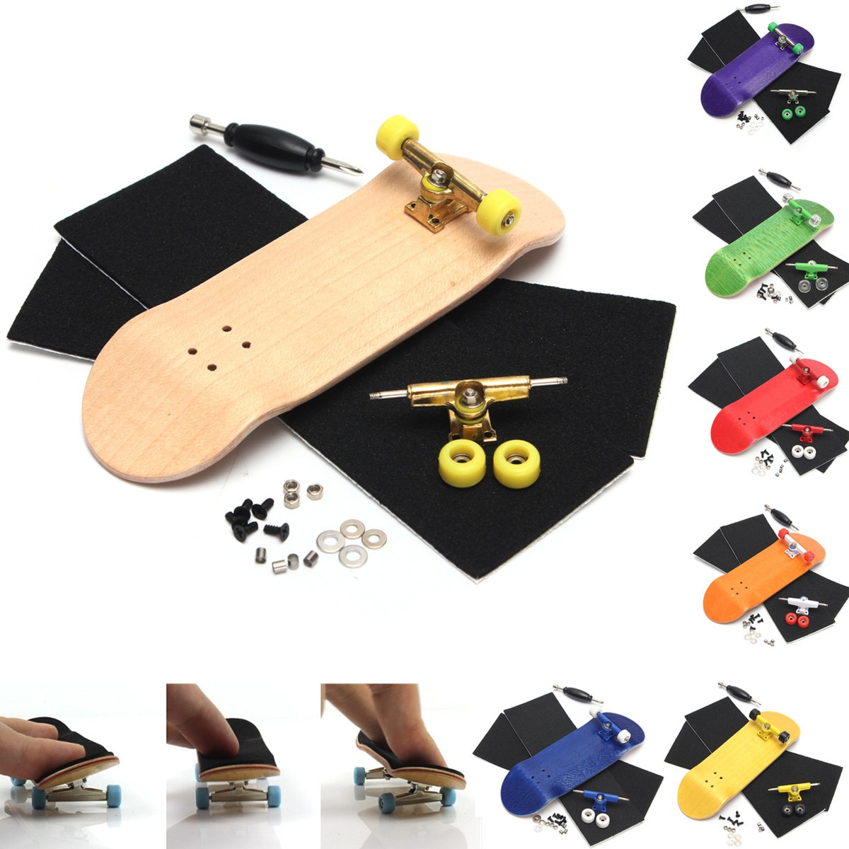 Houten Toets Professionele Vinger Skateboard Houten Toets Lager Wiel Foam Tape Set Cadeau Voor Kinderen