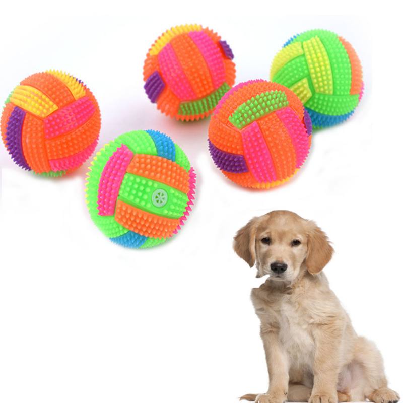 1 st självlysande boll hundleksak mjukt gummi sällskapsdjur hund tugga elastisk boll leksak led boll valp liten stor hund pipande interaktiv leksak