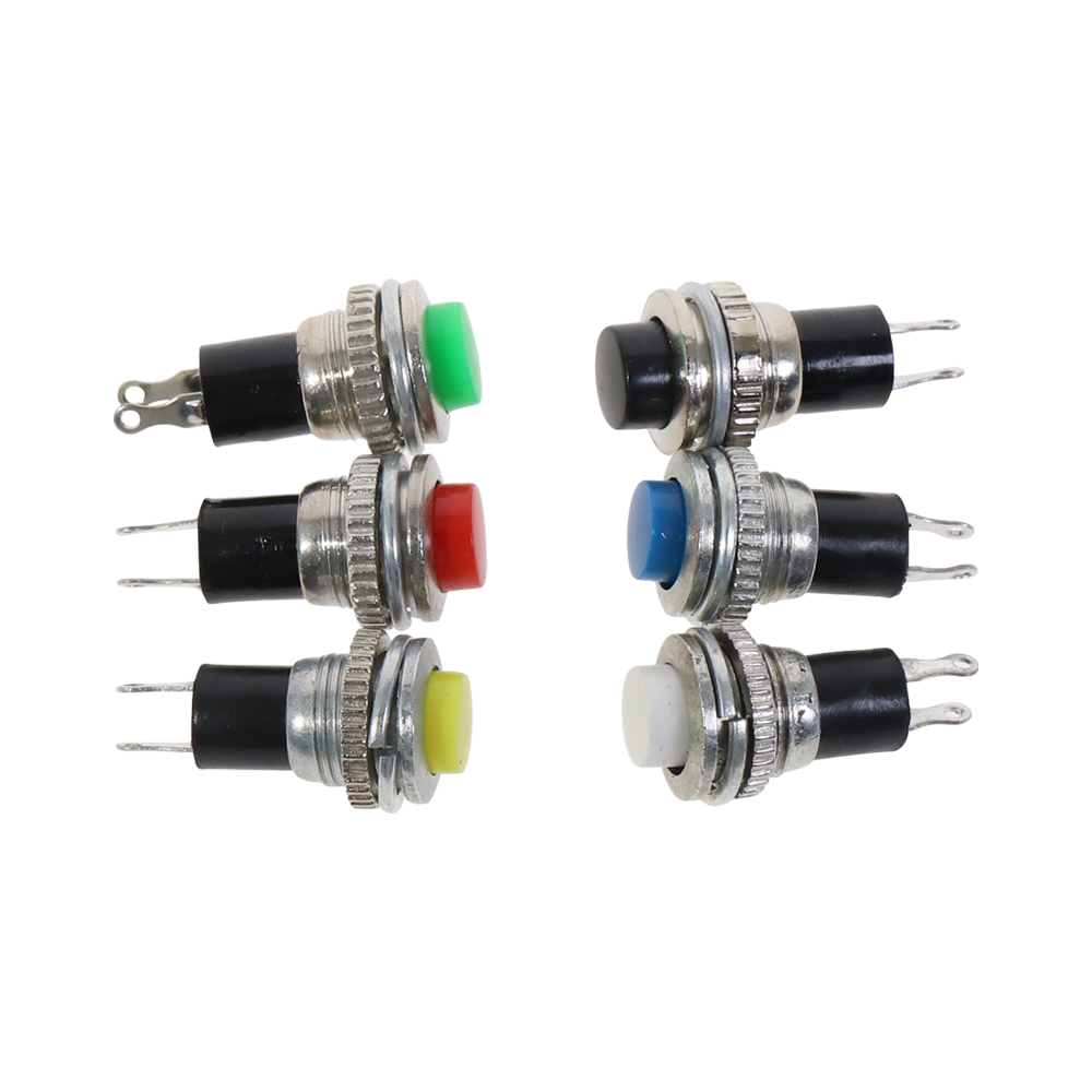 10pcs White Red Green Blue Black Yellow Panel mount 10mm Momentary OFF-(ON) Push button Switch Lower Screw Thread