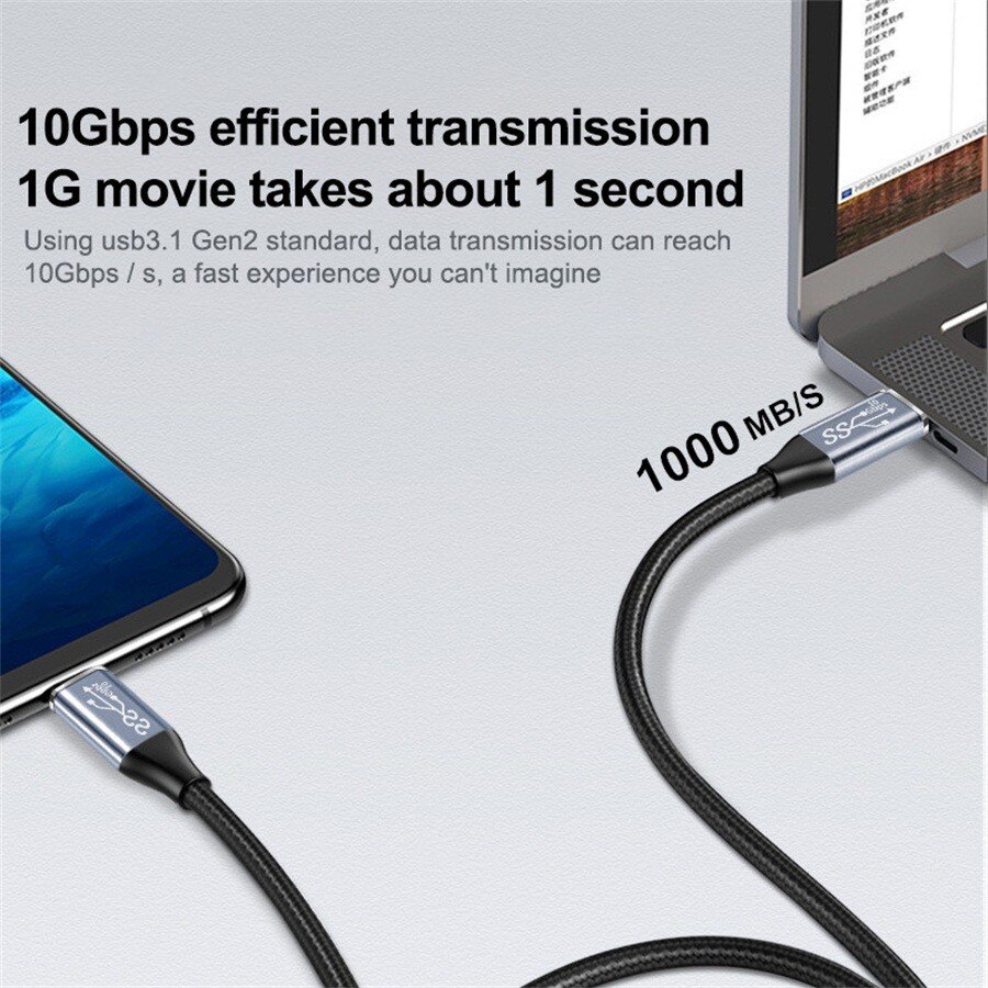 5A 100W Usb 3.1 Gen 2 Type C Kabel 10Gbps Usbc Verlengkabel Data Snel Opladen Kabel Extender koord Voor Xiaomi Redmi Hub 4K Hd