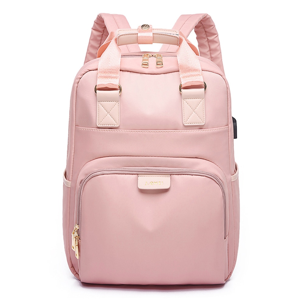 Mochila JODIMITTY impermeable para ordenador portátil, mochila de para mujer, mochila de 13-15,6 pulgadas, mochila para mujer y hombre, tela Oxford, negro y rosa