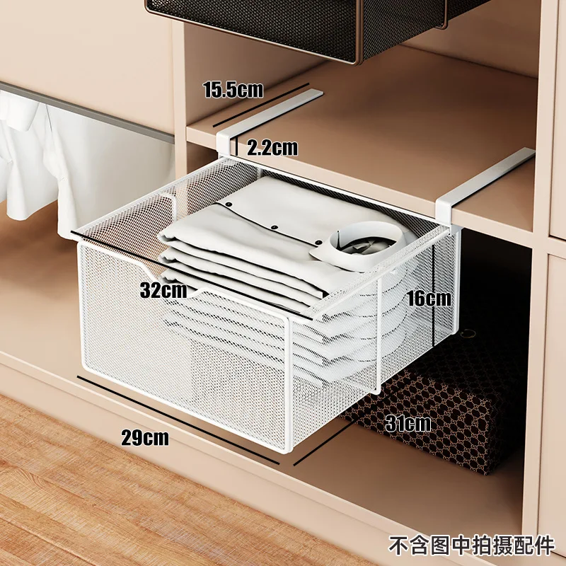 Cesta colgante para armario, estante de almacenamiento estilo cajón con partición extraíble, artefacto para calcetines y ropa interior, estilo colgante para almacenamiento de ropa: Rojo