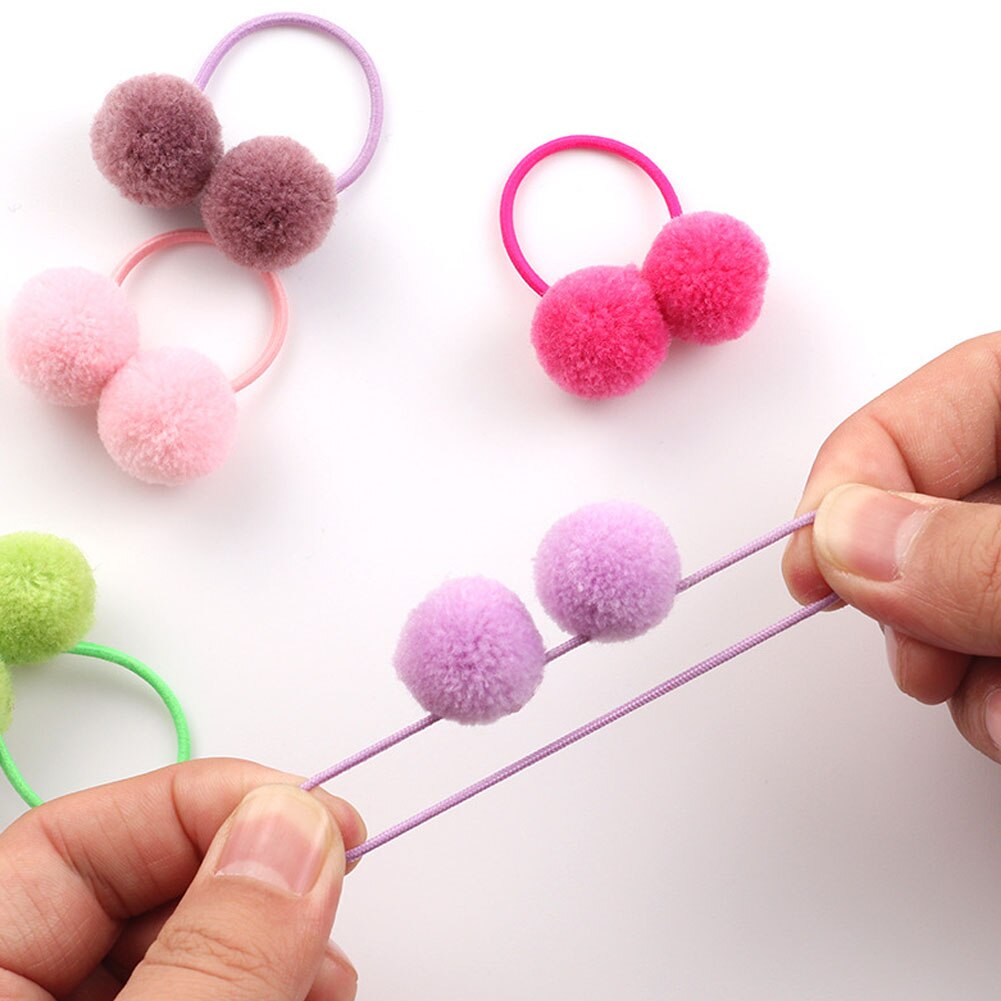 Anillo para el pelo con dos bolas pequeñas y lisas para niña, banda de goma elástica, gomas para el pelo, accesorios para el cabello, adornos para la cabeza, para niña, 2 piezas
