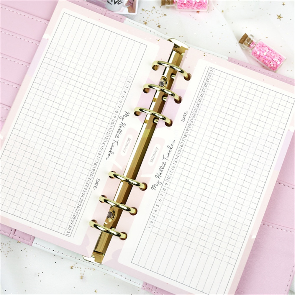 40 Sheets Habbit Tracker Notebook Inner Pages Cute Stationery 6 Holes A5/A6 Refills Loose Leaf Binder Organizer Notebook