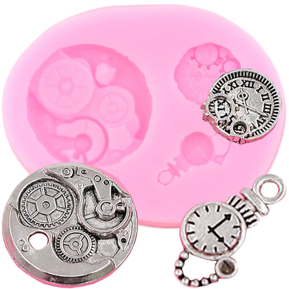Moldes de silicone para borda de bolo, molde de relógio para borda de bolo, forma de fondant, ferramentas de decoração de bolos, argila doce, moldes de chocolate