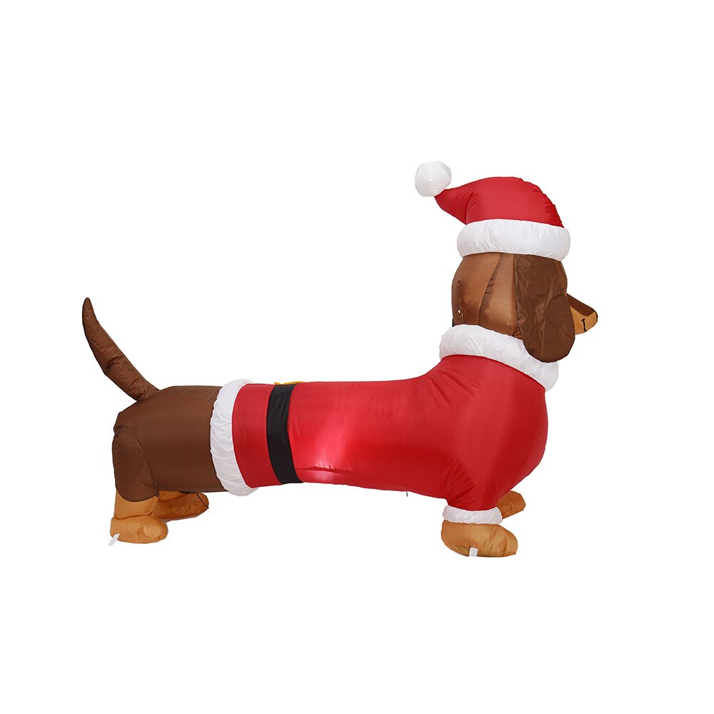 4FT Dachshund Weiner Dog Air Blown Inflatable Outdoor Toys Puppy Dog Christmas Yard Lawn Party Decoration with LED Light