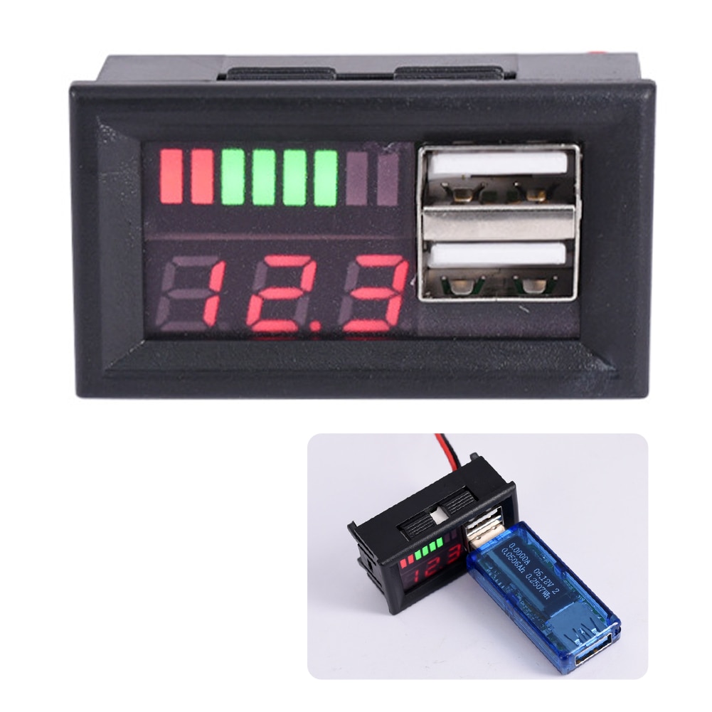 12 V Led Energiesparende Motorrad Auto Voltmeter Multifunktionale Niedrigen Wärme Spannung Batterie Panel Dual USB Digital Display Dauerhaft