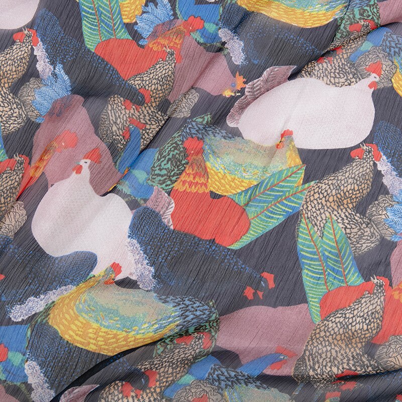 Blomster chiffon print billigt chiffon stof til tynd kjole symateriale til sommeren lidt gennemsigtigt  ja81