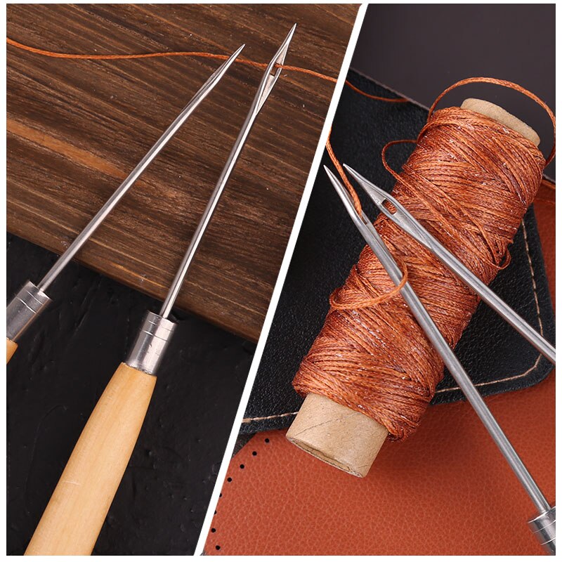 KAOBUY 2PCS Leather Wood Handle Sewing Awl For Leather Craft Sewing Hand Tools Accessories Durable Awl
