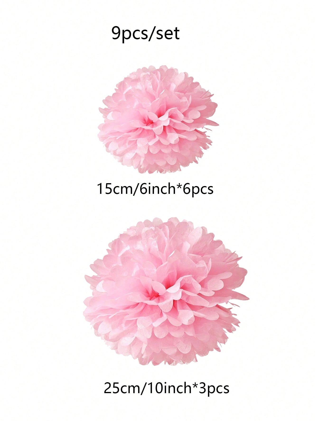 Pompones de papel de 9 piezas, decoración colgante de bolas de flores de tejido azul, para boda, de cumpleaños, despedida de soltera, despedida de soltera,: Rosa
