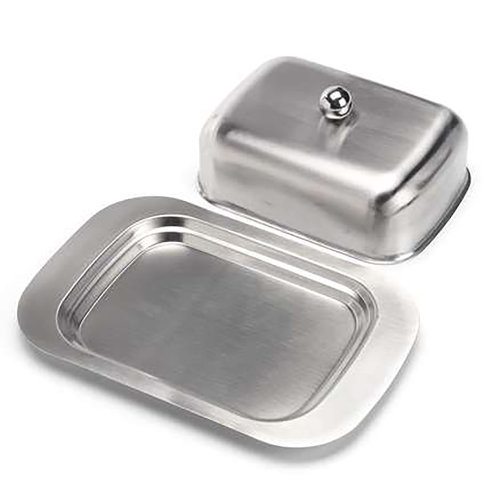 Stainless Steel Butter Dish Box Container Cheese Server Storage Keeper Tray With Lid Kitchen Dinnerware Butter Dish