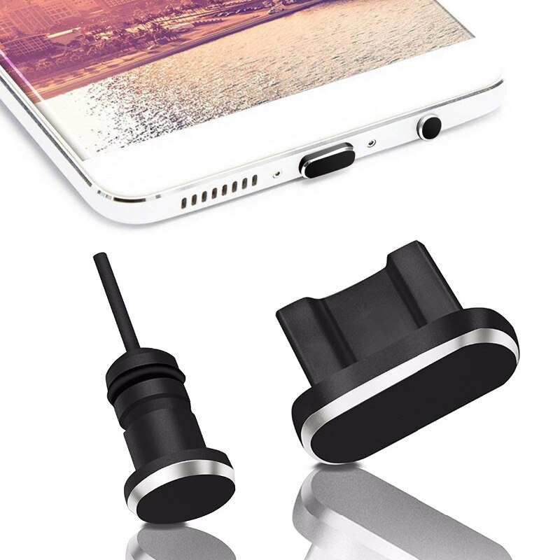 2 Stuks Metalen Poort Opladen + 3.5Mm Koptelefoon Poort Stof Plug Vervanging Voor Android Voor Iphone Voor Type-C Mobiele Telefoon