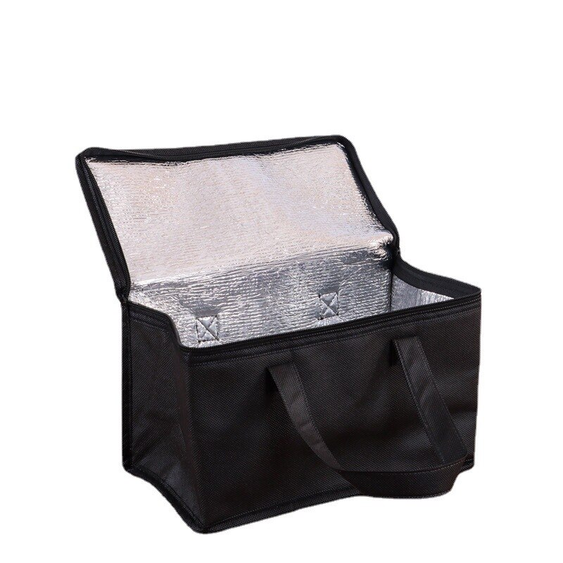 Geïsoleerde Thermische Koeltas Koele Lunch Voedingsmiddelen Drankje Dozen Drink Storage Grote Vierkante Gekoeld Tassen Zip Picknick Aluminiumfolie Voedsel tassen: Black 28X14X17