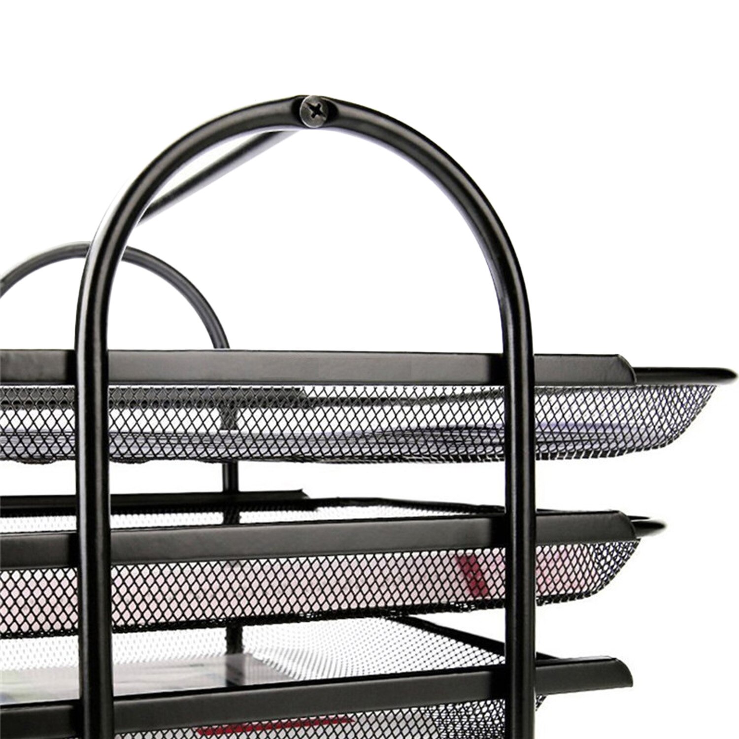 4-Tier Stackable Metal Mesh File Holder Stand Organizer Tray for Magazine Letter Paper Document Home Office Desk Supplies