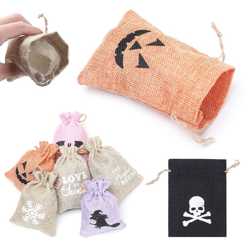 1pc- pakning snøre taske festival forsyninger halloween juletasker container slik lomme opbevaring snøre pose