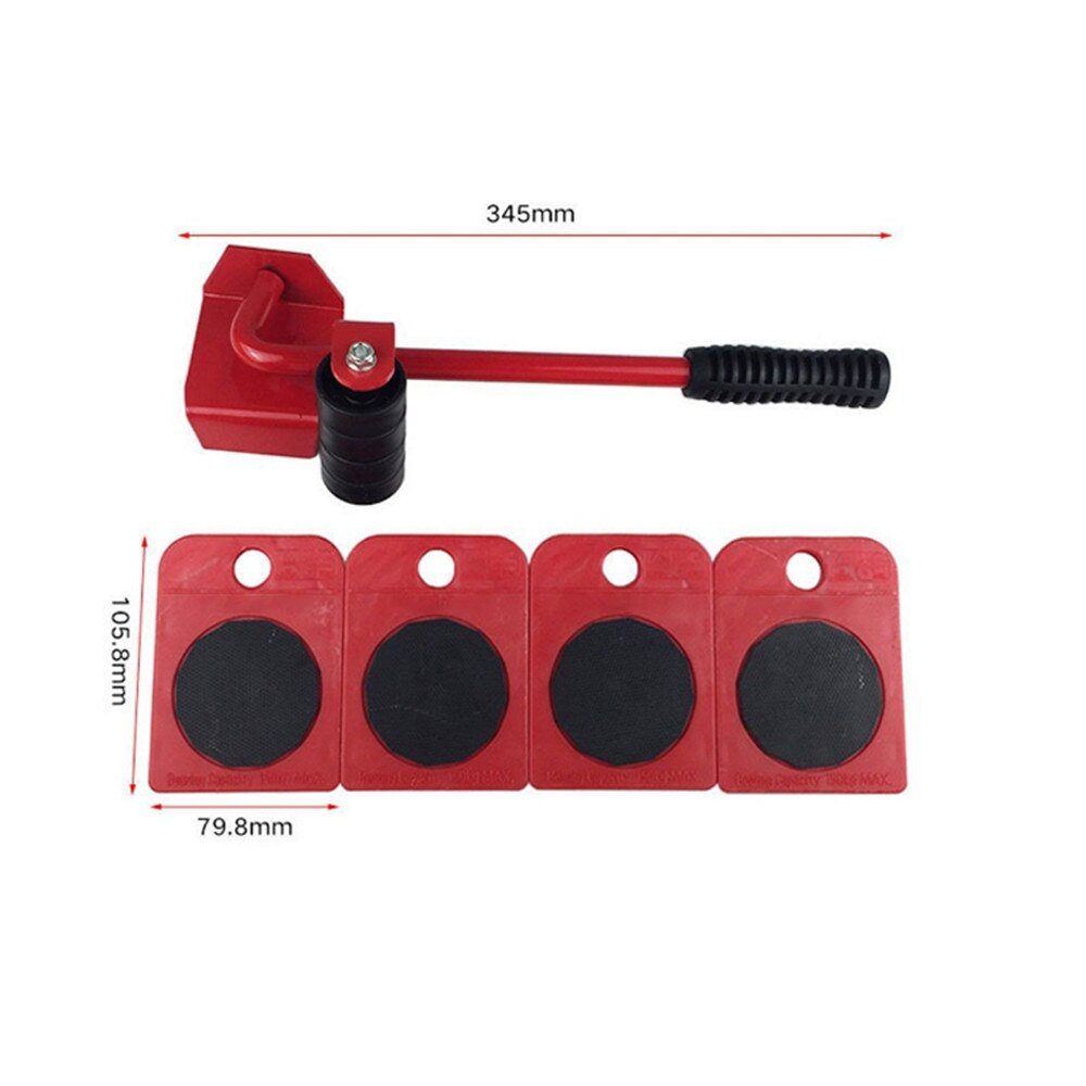 5pcs set Moving House Cleaning Mover Tool Furniture Mover Set Transport Lifter Heavy Stuffs Moving Wheel Roller Bar Hand Tools