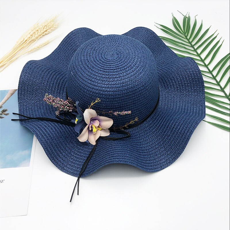 Floppy Opvouwbare Dames Vrouwen Stro Strand Zon Zomer Hoed Beige One Size Breed Reizen Zonnehoed Vrouwen Strand caps Strik