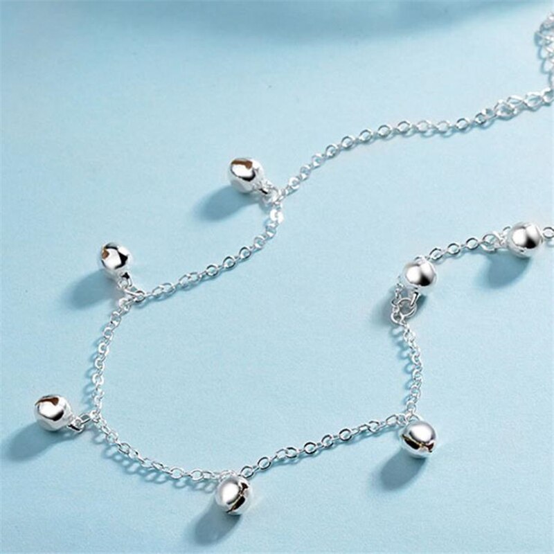 Kofsac kvindelig trendy dejlig klokkeform ankelkæde armbånd solid 925 sterling sølv kædeled ankelkæder smukke smykker: Default Title