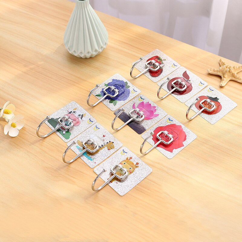 5Pcs Roestvrij Staal Grote Haken Non-marking Stickers Punch-Gratis Haak Sterke Haak Mulifunctional Haak Keuken badkamer Haak