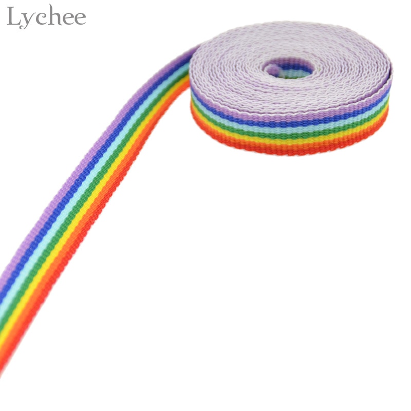 Lychee Leven 3 Meter Regenboog Strepen Gedrukt Lint Diy Partij Decoratie Kleding Naaien Stof