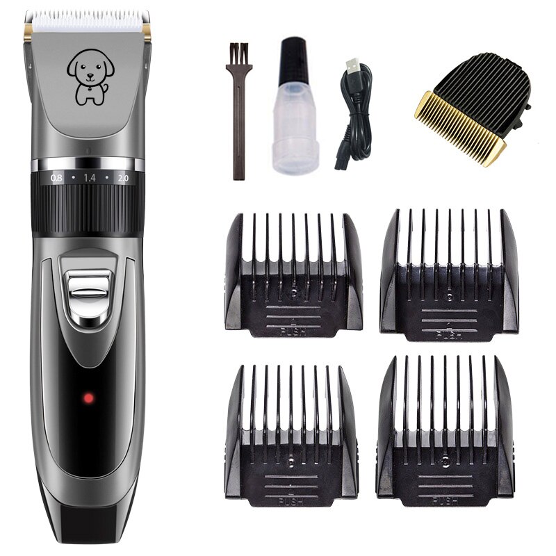 Rechargeable Pet Dog Hair Trimmer Cat Animal Hair Clipper Low Noise Hair Remover Remover Grooming Sets Tools(K8/K5): K8-KIT2-GRAY