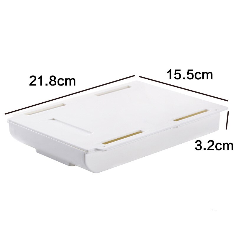 Self-Adhesive Hidden Storage Box under the table Makeup Organizer Under Desk Storage Drawer Organizer Box Stationery storage: Medium white