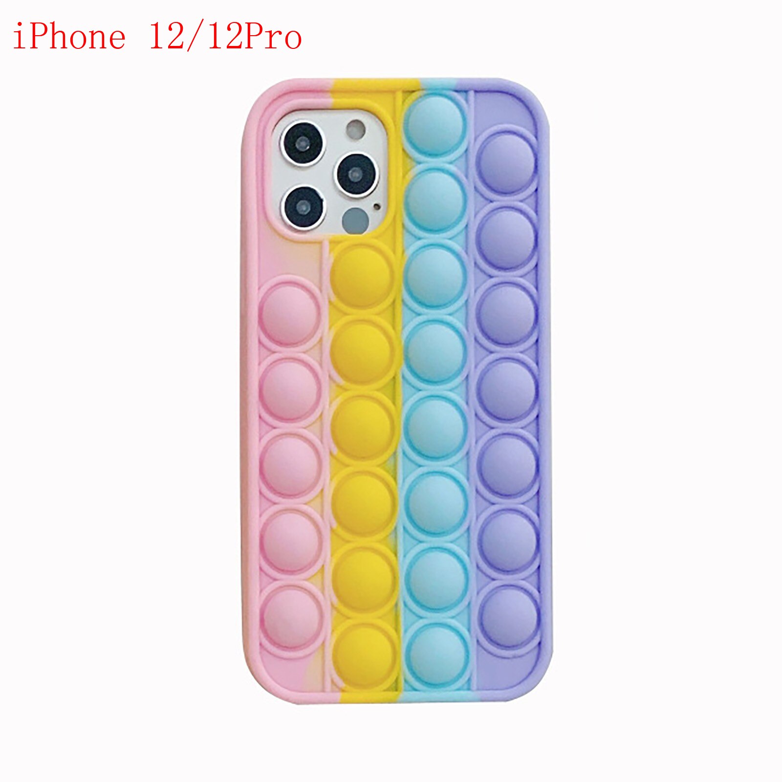 Pops Fidget Reliver Stress Toys Rainbow Phone Case For Iphone 12 11 Pro Max 7 8 Plus Push Bubble Fidget Antistress Toys Cover: J