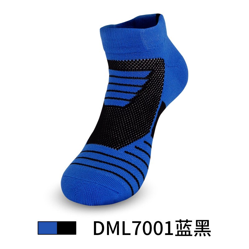 Adult Thickened Towel Bottom Basketball Socks Men Short Tube Non-slip Wear-resistant Sports Socks Outdoor Running Socks SKH007: blue black