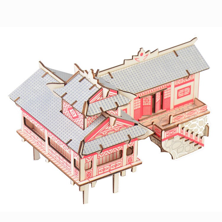 Astuccio su Trampoli 3D Costruzione di Legno puzzle Di Modello di Costruzione FAI DA TE Appeso Piede Casa puzzle Giocattolo Educativo per Bambini Regali