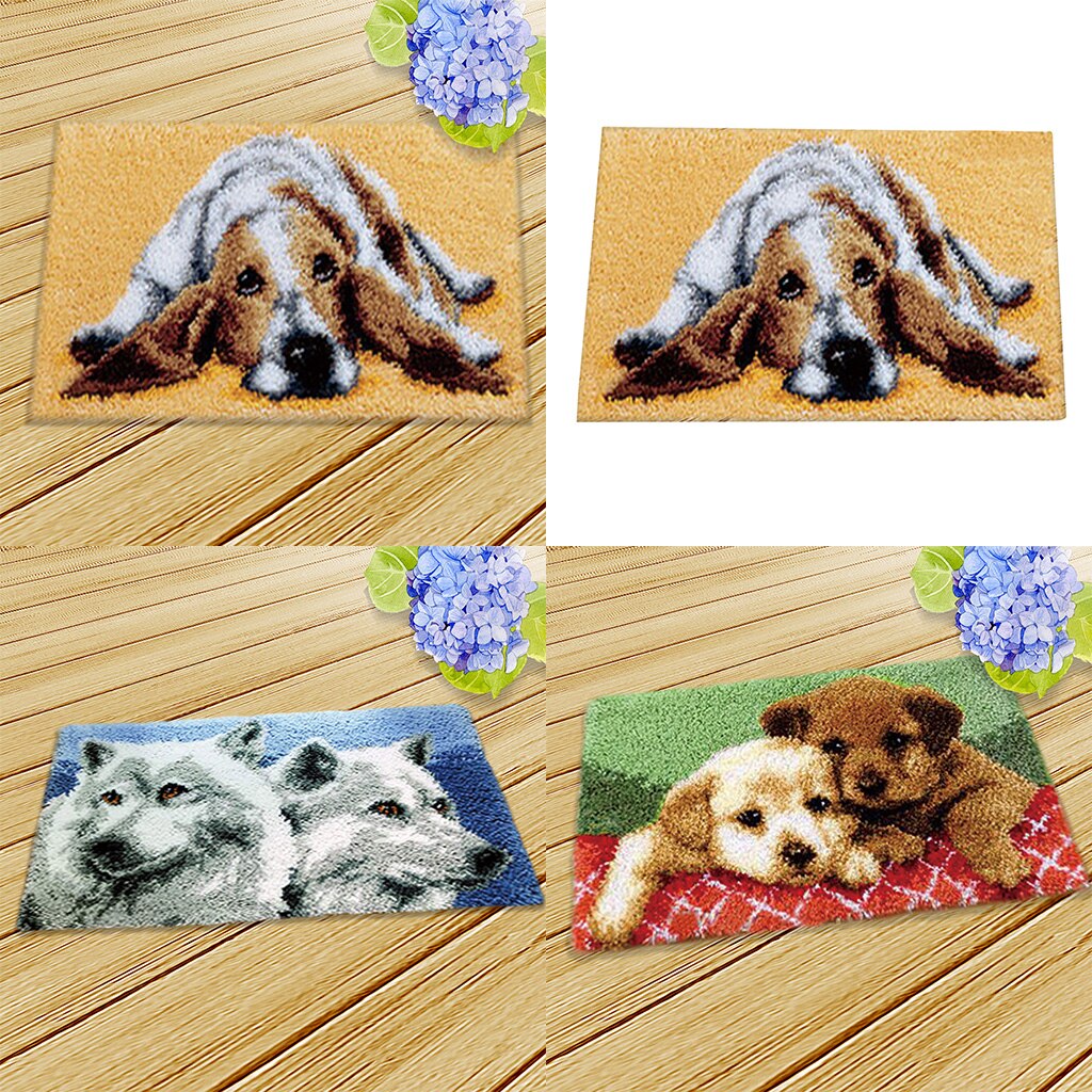 Carpet Latch Hook Rug Kit for Adults Kids Embroidery Animals Cushion 50x30cm