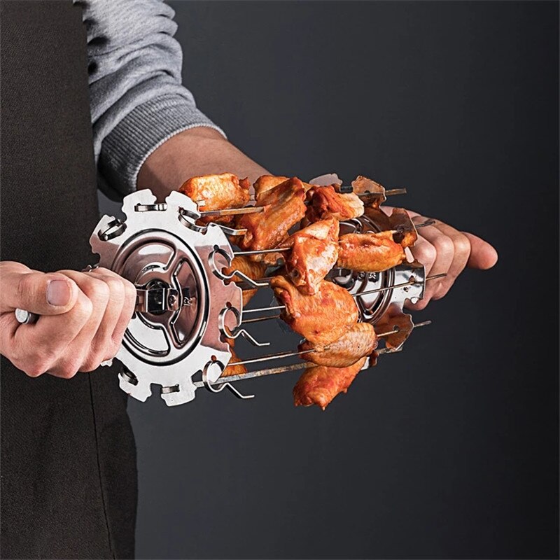 10 Vork Roestvrij Staal Gegrilde Kooi Bbq Koffiebrander Barbecue Kebab Maker Vlees Spies Machine Bbq Grill Keuken Lucht Friteuse Accessoire