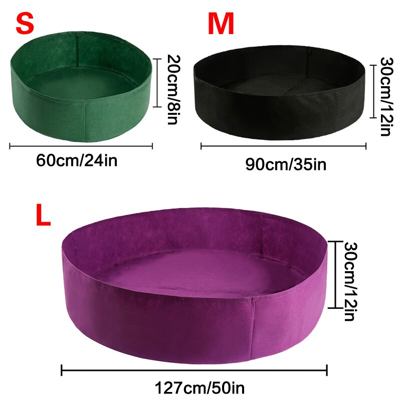 Fabric Raised Garden Bed Round Planting Container Grow Bags Breathable Felt Fabric Planter Pot For Plants Nursery Pot