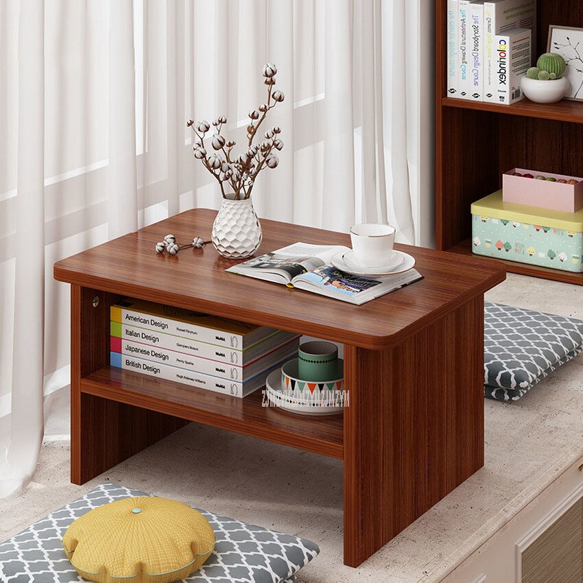 Einfache Kleine Tee Tisch Japanischen Stil Moderne 2 Schicht Schwimm Fenster Kaffee Tisch Rechteck Wohnzimmer Boden Niedrigen Tisch