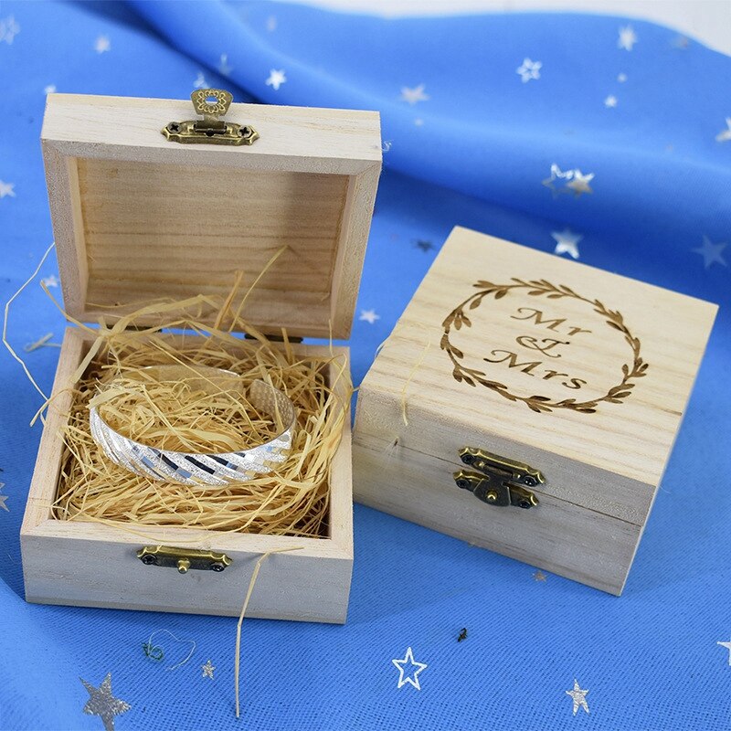 Bröllop tillbehör rustikt bröllop trä romantisk ring box hållare mr mrs brev vigselring bärare box smyckesfodral