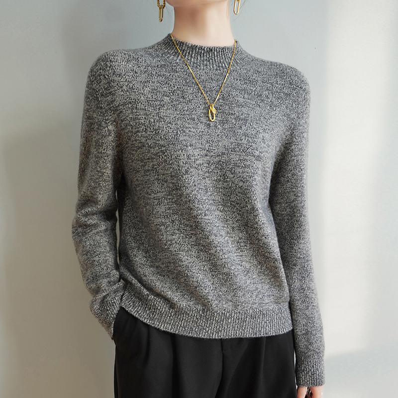 Syksy talvi naisten merinovillainen neule, puolikorkea kaulus, paksu neulepusero, lämmin kashmir-neule, hienot langat, pitkähihainen paita: Xl / Norsunluu