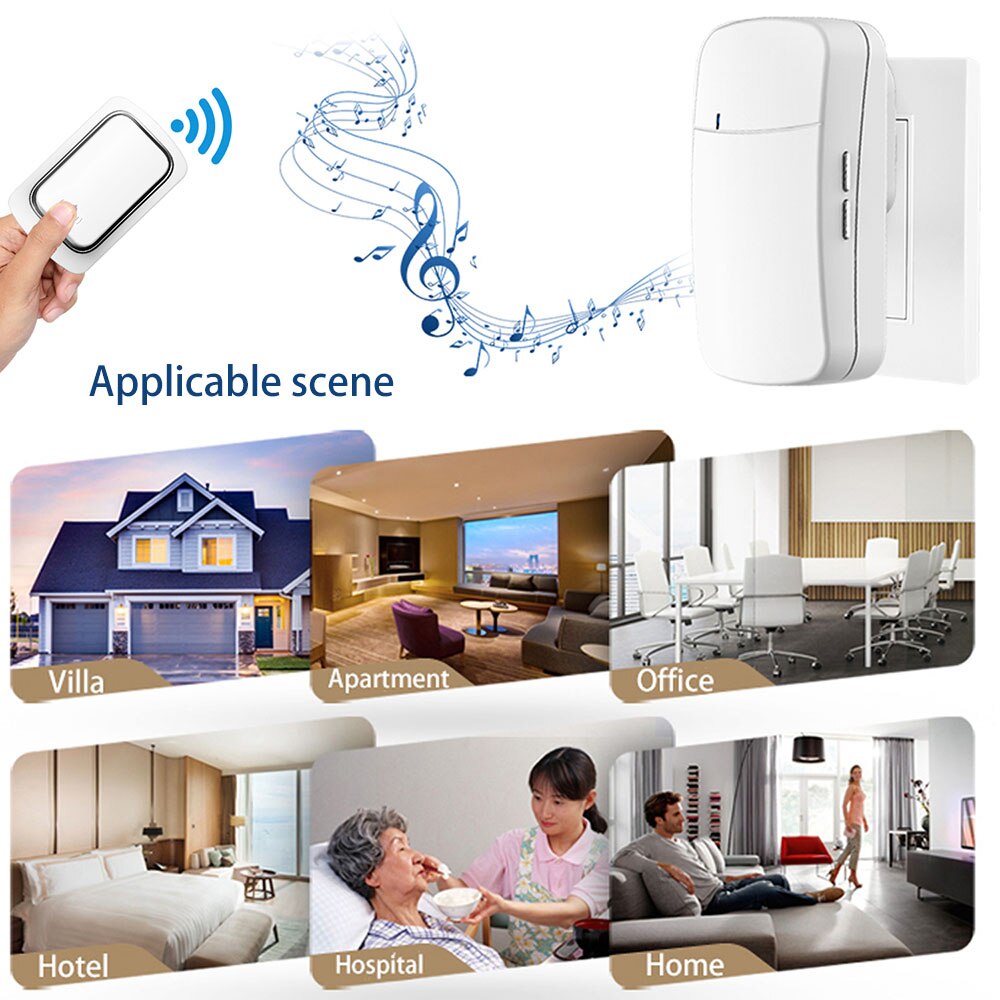 Campanello senza fili esterno 220V campanello ad anello cinetico intelligente imposta ricevitore 2 in 1 impermeabile autoalimentato nessuna batteria per il controllo domestico