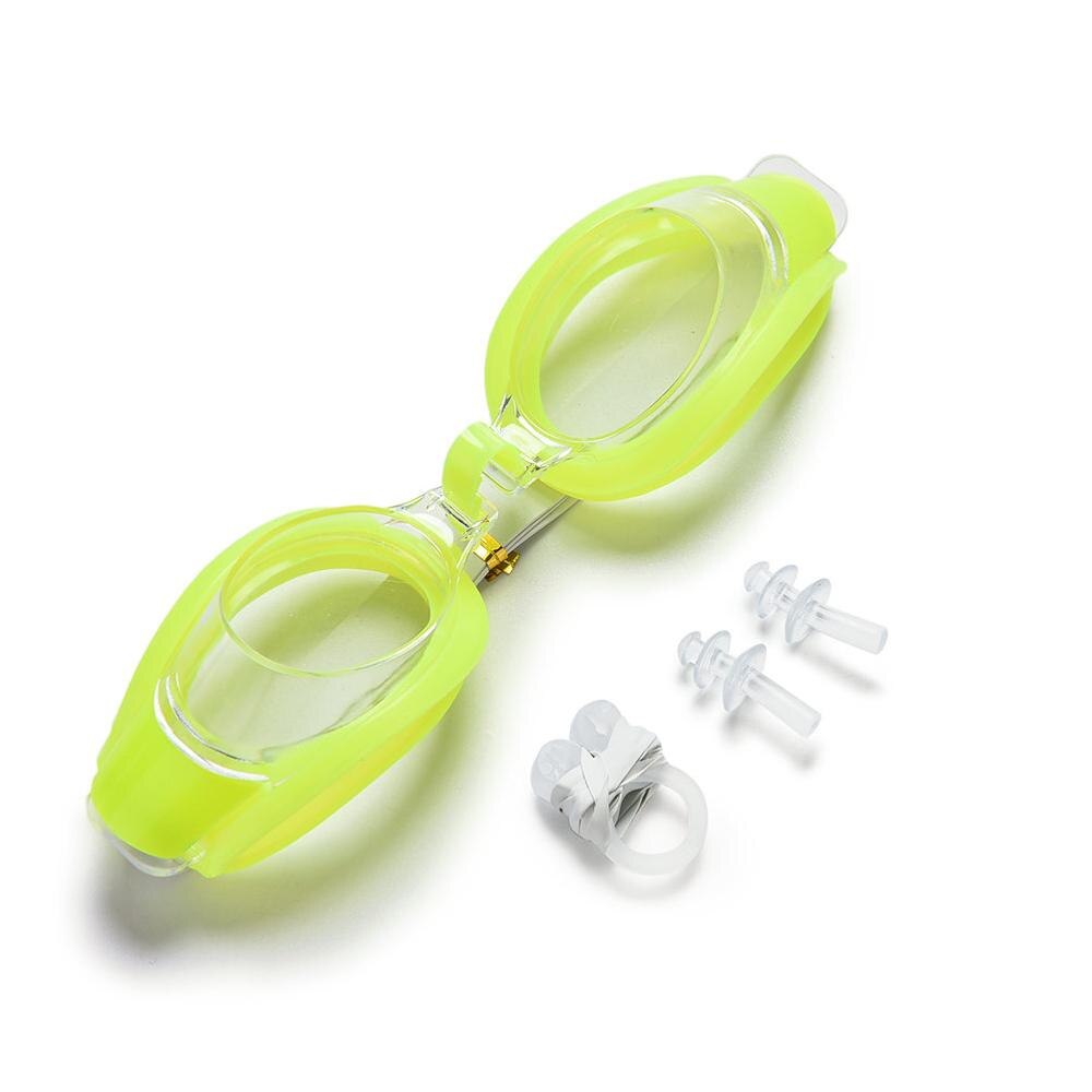 Verstelbare Zwembril Unisex Swim Eyewear Bril Brillen Sport Badmode Met Oordoppen & Neus Clip: green