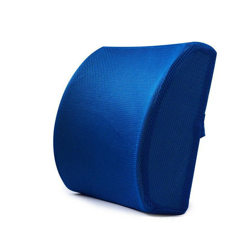 Newest Memory Foam Lumbar Back Support Cushion Waist Cushion Office Home Car Chair Seat Lumber Cushion: Blue