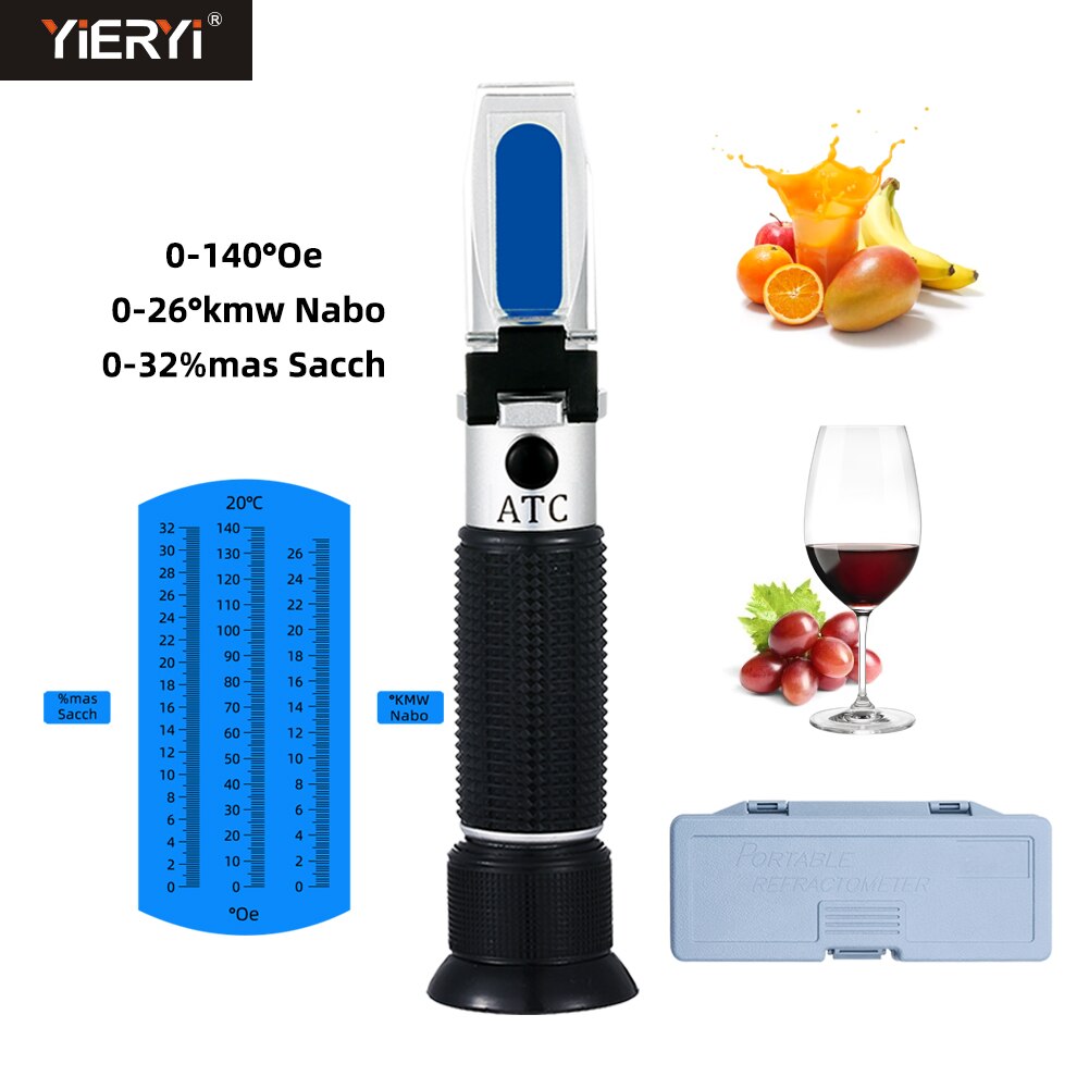 3 in 1 Wein Refraktometer 0-140 ° Oe 0-26 ° kmw Nabo 0-32% mas sacch Zucker Konzentration Meter Trauben Saft Flüssigkeit Index Tester Werkzeug