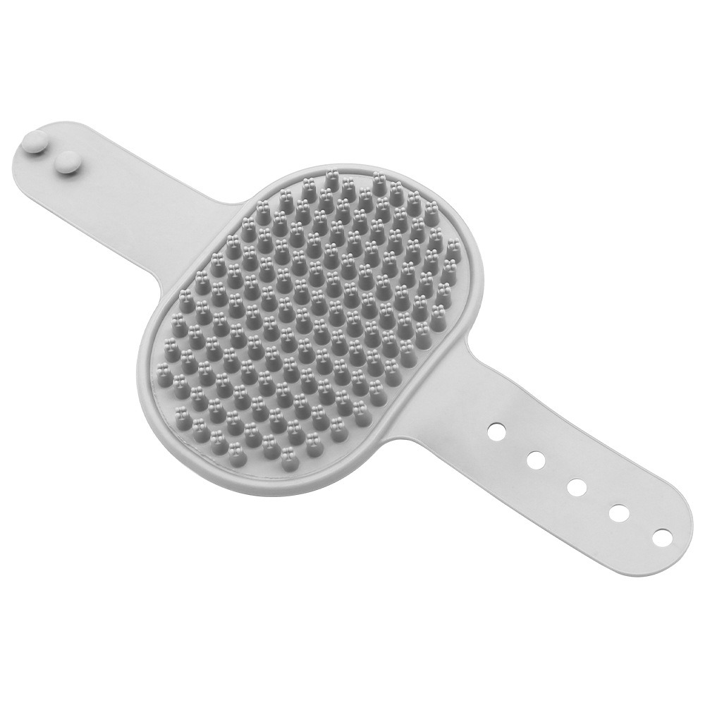 Brosse de bain en silicone souple pour animaux de compagnie, outil de massage de toilettage pour chiens et chats, étanche, élimine les poils durables: GRIS