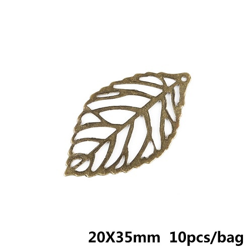 20x35mm 10pcs Craft Hollow Leaves Pendant Jewelry Accessories Gold Charm Filigree Jewelry Making Plated Vintage for Hair Comb